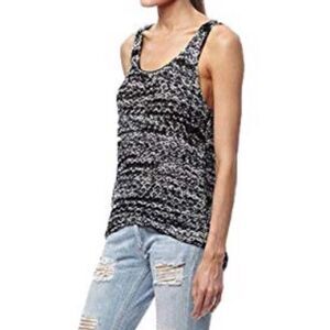 360 Sweater Blue Black White Open Knit Sleeveless Sweater Tank Top, Small